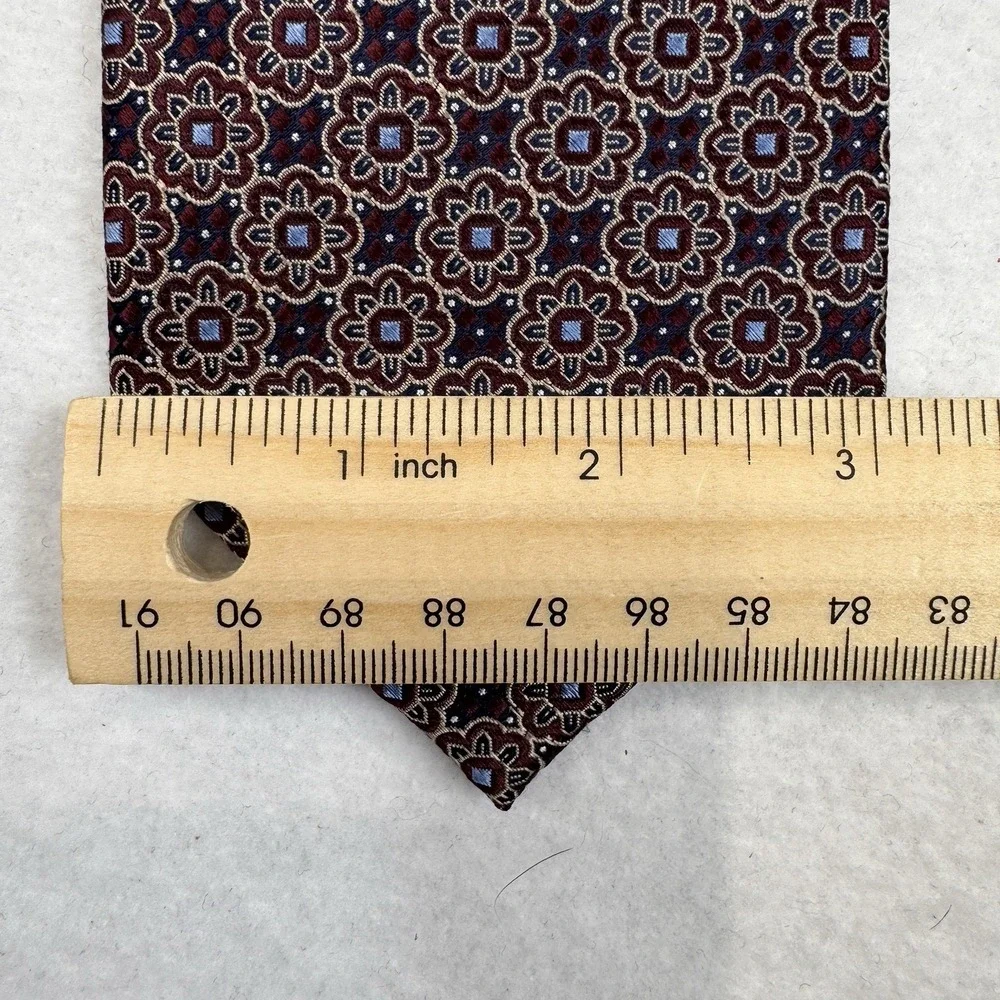 Jos. A. Bank Reserve Tie Mens OS Burgundy Floral Medallion Silk Classic Dapper
